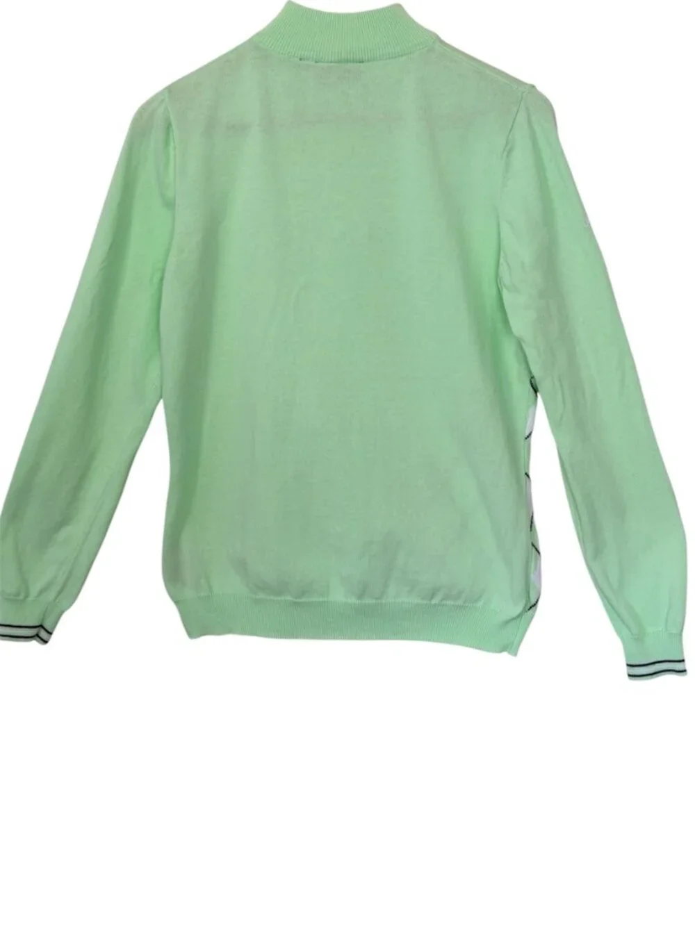 Glenmuir 1891 Cotton Golf Argyle 1/4 Zip Long Sleeve Sweater Ladies Mint Green L